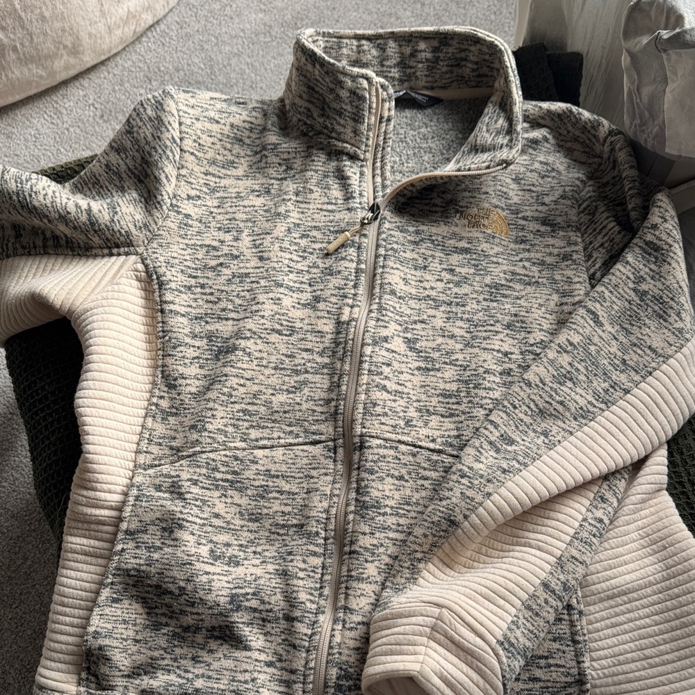 The North Face Black and Cream Fleece Jacket